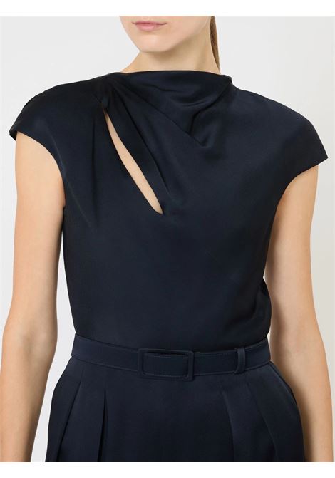 Tuta Max Mara in envers satin blu notte con cut-out e corpetto drappeggiato MaxMara | Tute & Jumpsuit | 2616241013600044