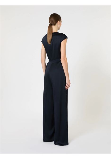 Tuta Max Mara in envers satin blu notte con cut-out e corpetto drappeggiato MaxMara | Tute & Jumpsuit | 2616241013600044