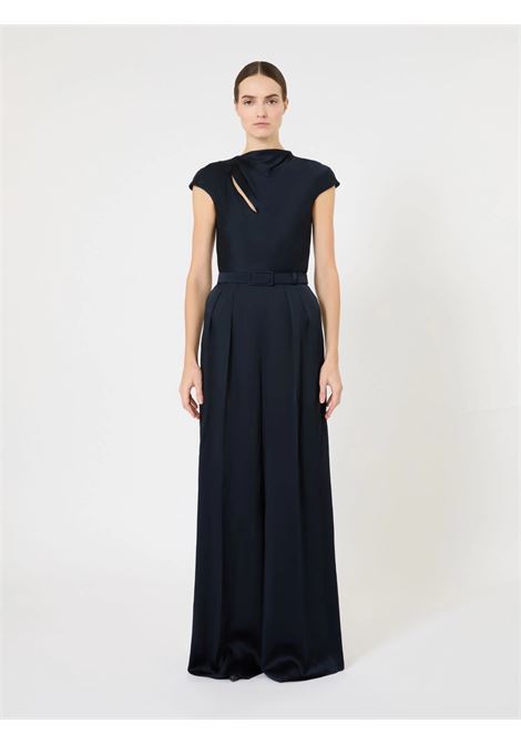 Tuta Max Mara in envers satin blu notte con cut-out e corpetto drappeggiato MaxMara | Tute & Jumpsuit | 2616241013600044