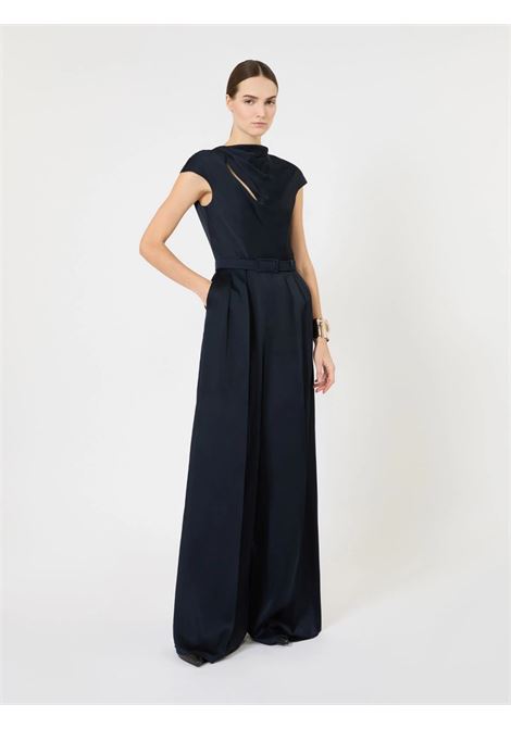 Tuta Max Mara in envers satin blu notte con cut-out e corpetto drappeggiato MaxMara | Tute & Jumpsuit | 2616241013600044