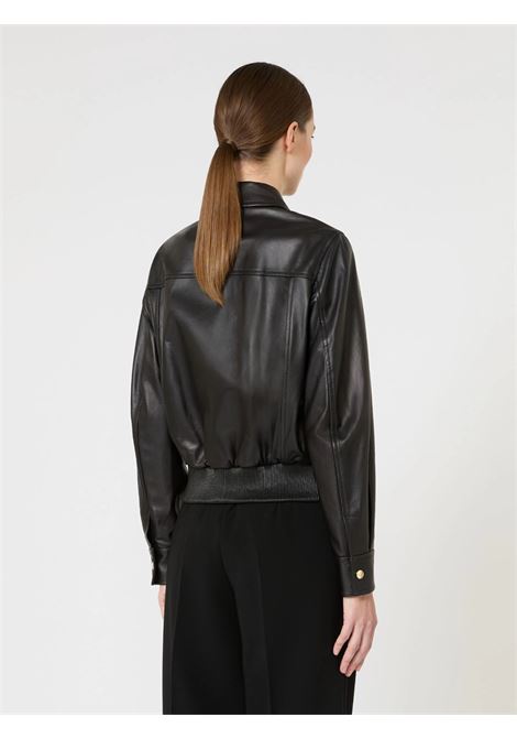 Giacca Max Mara corta in pelle nera in nappa effetto vissuto MaxMara | GIACCHE | 2616441011600003