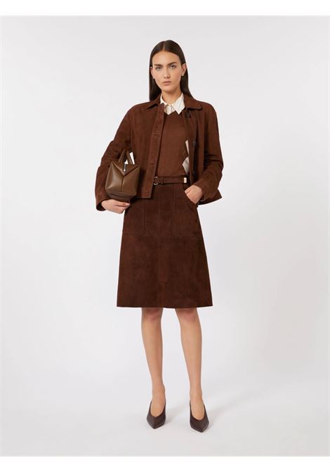 Max Mara boxy chocolate suede leather jacket MaxMara |  | 2616441021600002