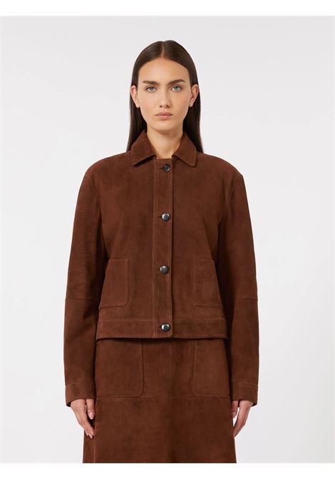Max Mara boxy chocolate suede leather jacket MaxMara |  | 2616441021600002