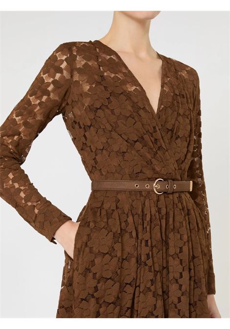 Abito Max Mara midi in tulle cioccolato con pizzo floreale geometrico MaxMara | Abito | 2616631011600002