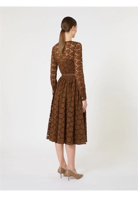 Abito Max Mara midi in tulle cioccolato con pizzo floreale geometrico MaxMara | Abito | 2616631011600002
