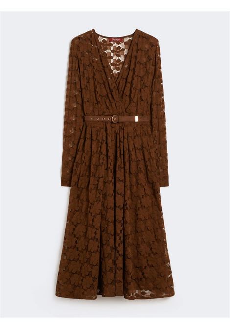 Abito Max Mara midi in tulle cioccolato con pizzo floreale geometrico MaxMara | Abito | 2616631011600002