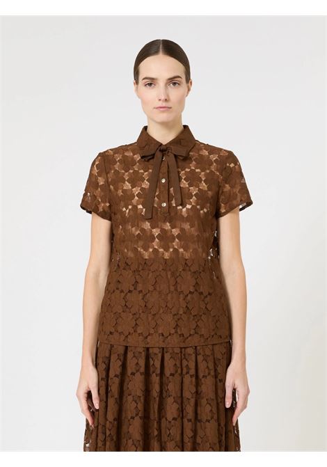 T-shirt Max Mara in pizzo a fiori geometrici con cravattino MaxMara | T-shirt | 2616941011600002