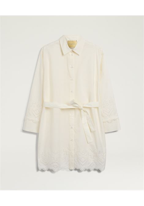 Vestito Coyotera chemisier corto in popeline di cotone Sangallo panna MOMONI | Vestiti | 261MMODR0060040