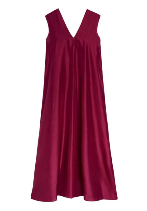 Momonì vestito Cueva lungo in habutai di pura seta unita con scollo a V e fusciacca posteriore MOMONI | Vestiti | 261MMODR0070455