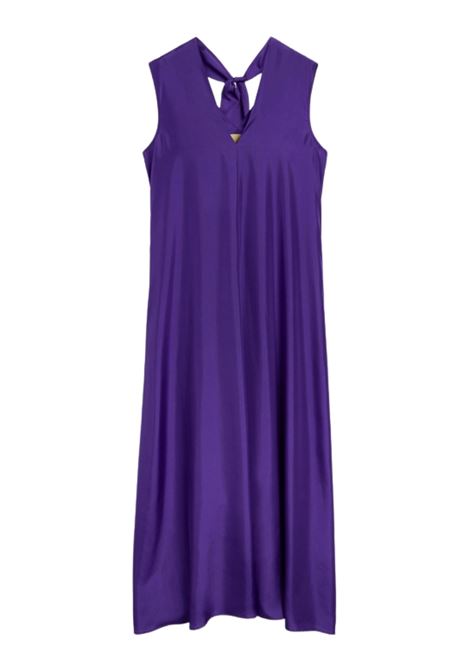 Momonì vestito Cueva lungo in habutai di pura seta unita con scollo a V e fusciacca posteriore MOMONI | Vestiti | 261MMODR0070462