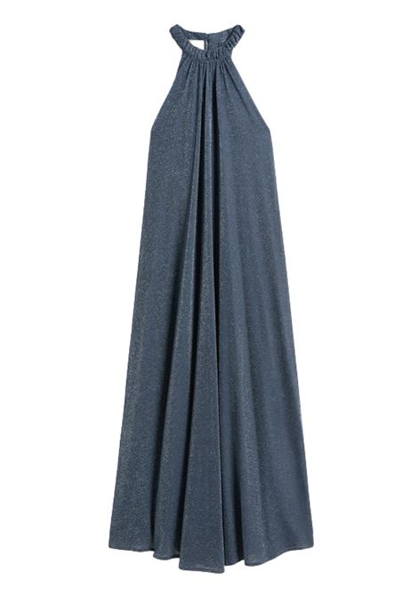 Momonì vestito Yuca lungo in jersey lurex elasticizzato blu con scollo giro chiuso MOMONI | Vestiti | 261MMODR0250890