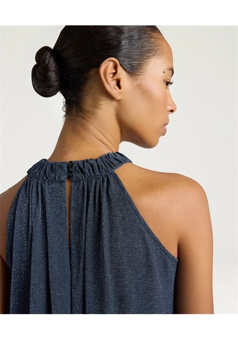 Momonì vestito Yuca lungo in jersey lurex elasticizzato blu con scollo giro chiuso MOMONI | Vestiti | 261MMODR0250890