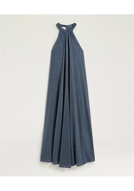Momonì vestito Yuca lungo in jersey lurex elasticizzato blu con scollo giro chiuso MOMONI | Vestiti | 261MMODR0250890