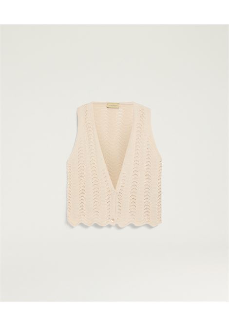Gilet Leon in maglia effetto crochet di cotone panna MOMONI | Maglieria | 261MMOKN0070040