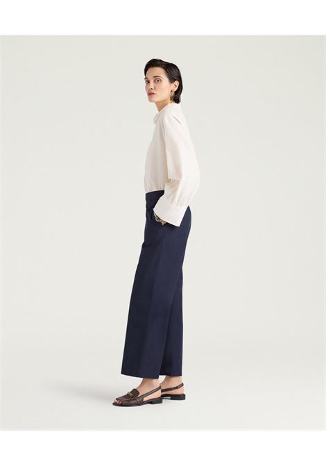 Pantaloni Cropped Vejo in Popeline Blu Oltremare MOMONI | Pantaloni | 261MMOPA0100885