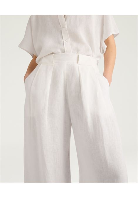 Pantaloni Aspen in lino a palazzo latte MOMONI | Pantaloni | 261MMOPA0190020