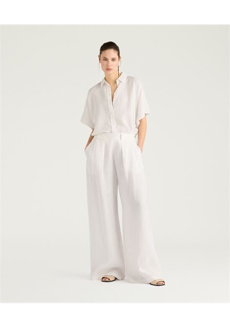 Pantaloni Aspen in lino a palazzo latte MOMONI | Pantaloni | 261MMOPA0190020