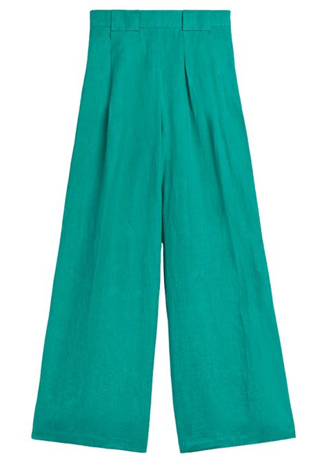 Pantaloni Palazzo Aspen in Lino Smeraldo MOMONI | Pantaloni | 261MMOPA0190750