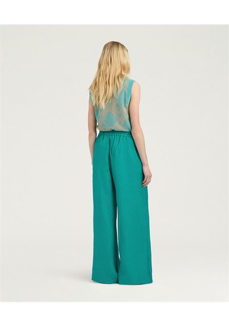 Pantaloni Palazzo Aspen in Lino Smeraldo MOMONI | Pantaloni | 261MMOPA0190750