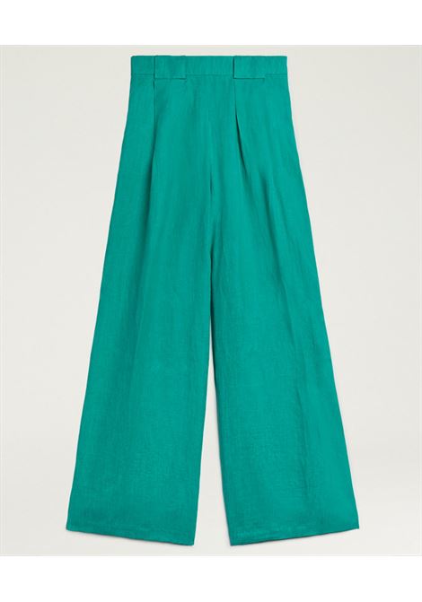 Pantaloni Palazzo Aspen in Lino Smeraldo MOMONI | Pantaloni | 261MMOPA0190750
