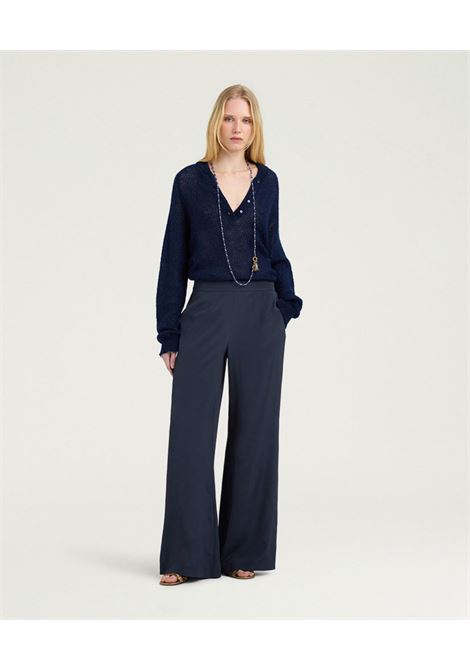 Pantaloni Palazzo Marajo in Jacquard Floreale Blu MOMONI | Pantaloni | 261MMOPA0210890