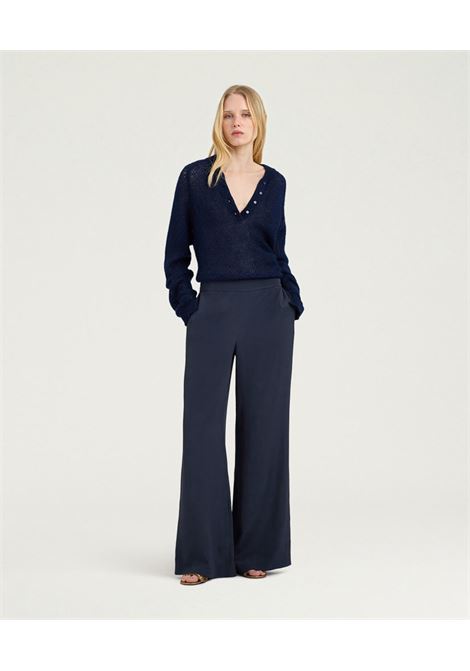 Pantaloni Palazzo Marajo in Jacquard Floreale Blu MOMONI | Pantaloni | 261MMOPA0210890