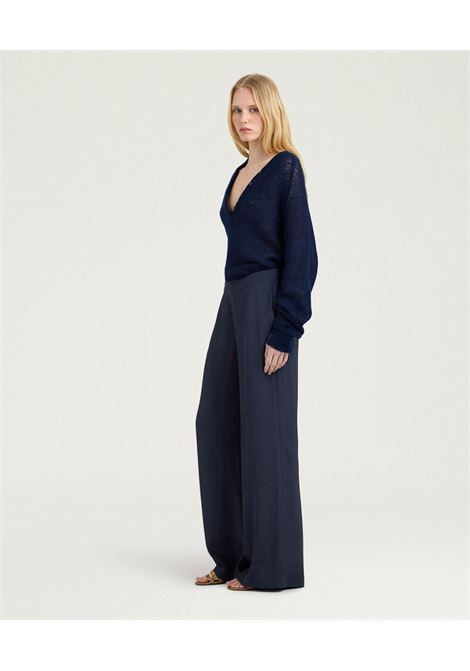 Pantaloni Palazzo Marajo in Jacquard Floreale Blu MOMONI | Pantaloni | 261MMOPA0210890