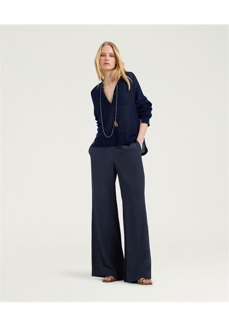 Pantaloni Palazzo Marajo in Jacquard Floreale Blu MOMONI | Pantaloni | 261MMOPA0210890