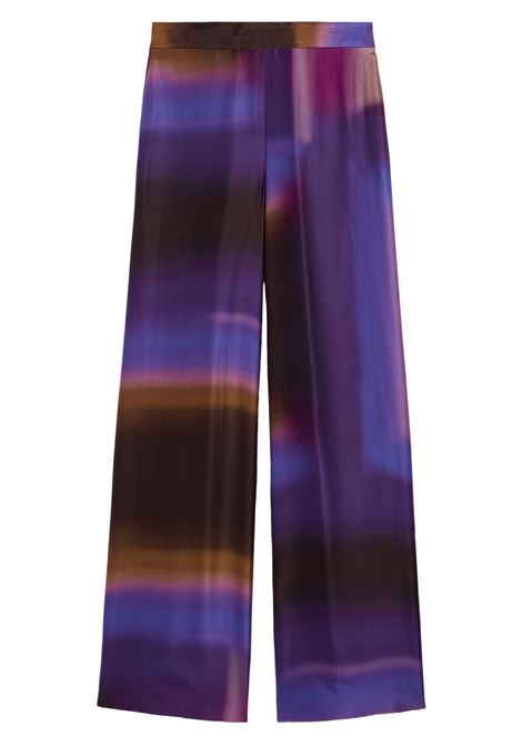 Pantaloni Palazzo Marajo in Raso Stampato Iris Caramello MOMONI | Pantaloni | 261MMOPA0214468