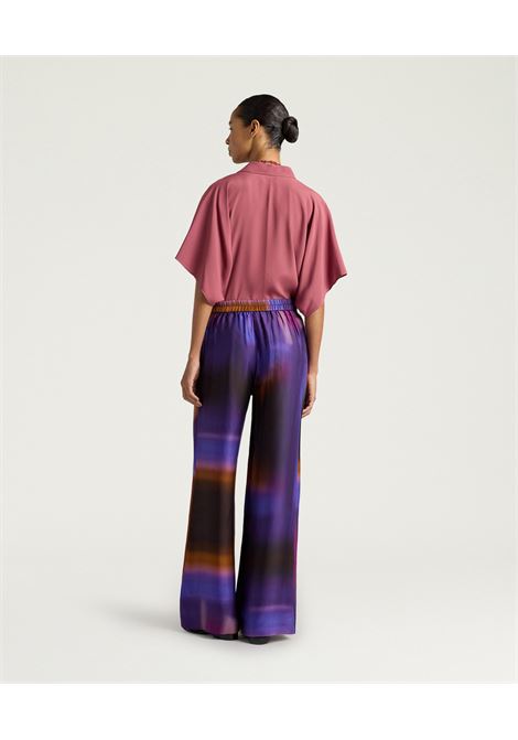 Pantaloni Palazzo Marajo in Raso Stampato Iris Caramello MOMONI | Pantaloni | 261MMOPA0214468