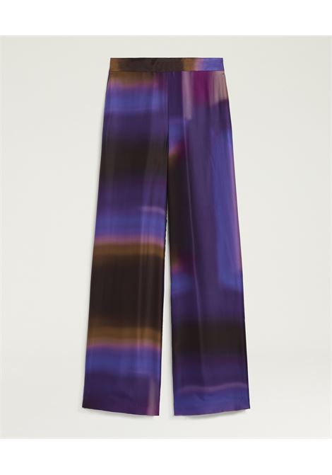 Pantaloni Palazzo Marajo in Raso Stampato Iris Caramello MOMONI | Pantaloni | 261MMOPA0214468
