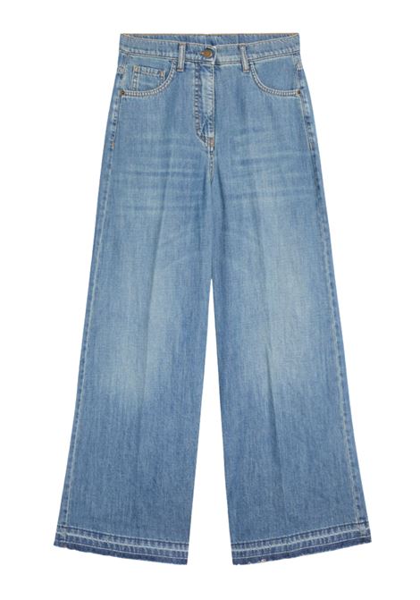 Pantaloni Aoki Dritti in Denim Stone Washed Blu Jeans MOMONI | Pantaloni | 261MMOPA0380871
