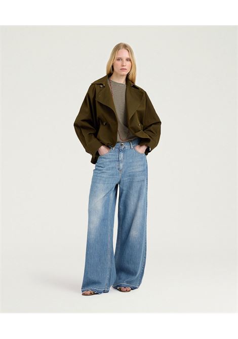 Pantaloni Aoki Dritti in Denim Stone Washed Blu Jeans MOMONI | Pantaloni | 261MMOPA0380871