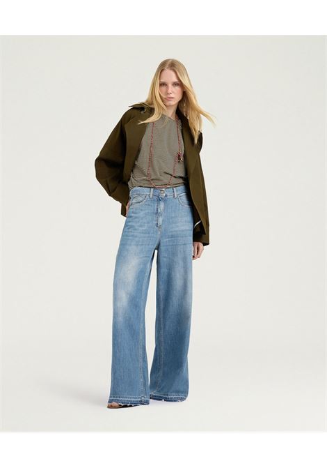 Pantaloni Aoki Dritti in Denim Stone Washed Blu Jeans MOMONI | Pantaloni | 261MMOPA0380871