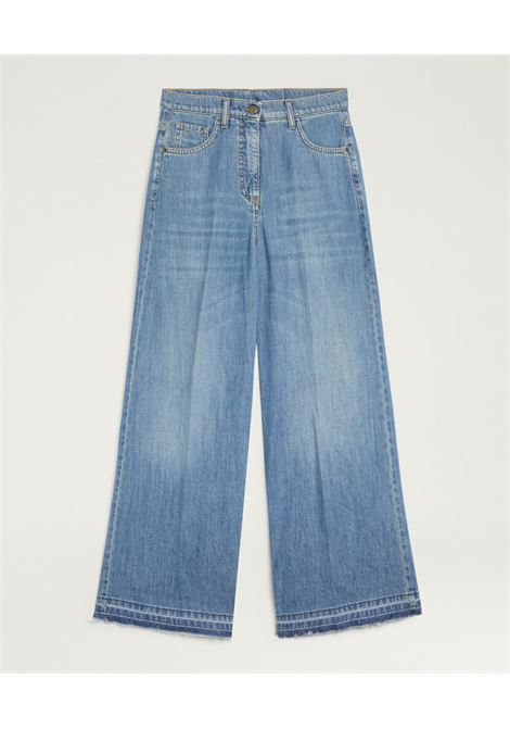 Pantaloni Aoki Dritti in Denim Stone Washed Blu Jeans MOMONI | Pantaloni | 261MMOPA0380871