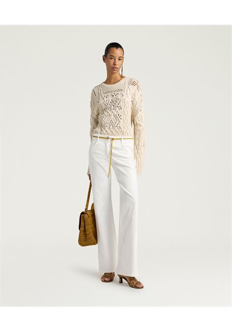 Pantaloni Luis a Zampa in Denim Stretch Bianco MOMONI | Pantaloni | 261MMOPA0470016