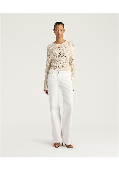 Pantaloni Luis a Zampa in Denim Stretch Bianco MOMONI | Pantaloni | 261MMOPA0470016
