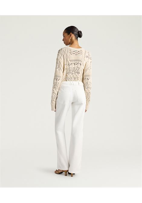 Pantaloni Luis a Zampa in Denim Stretch Bianco MOMONI | Pantaloni | 261MMOPA0470016