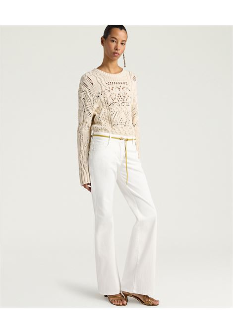 Pantaloni Luis a Zampa in Denim Stretch Bianco MOMONI | Pantaloni | 261MMOPA0470016
