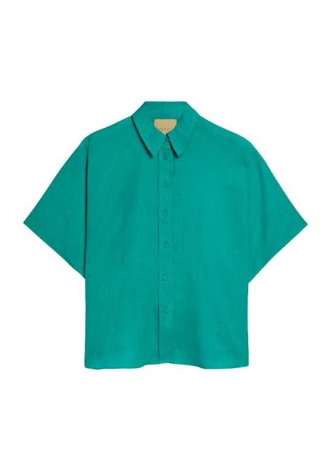 Camicia Brooklyn Boxy in Lino Smeraldo MOMONI | CAMICIE | 261MMOSH0060750