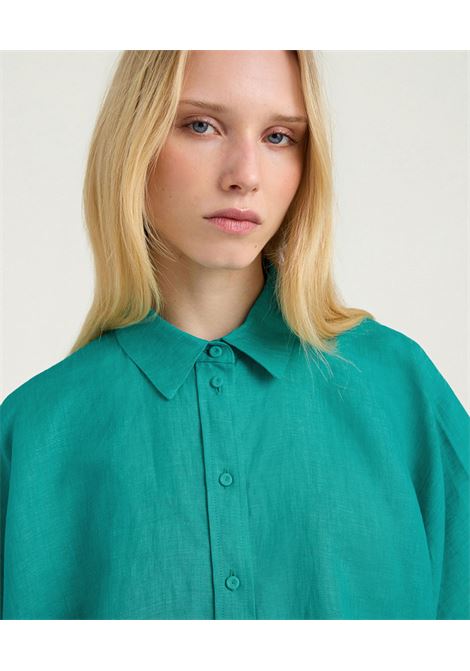 Camicia Brooklyn Boxy in Lino Smeraldo MOMONI | CAMICIE | 261MMOSH0060750