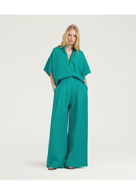Camicia Brooklyn Boxy in Lino Smeraldo MOMONI | CAMICIE | 261MMOSH0060750