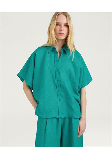 Camicia Brooklyn Boxy in Lino Smeraldo MOMONI | CAMICIE | 261MMOSH0060750