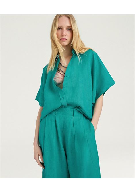 Camicia Brooklyn Boxy in Lino Smeraldo MOMONI | CAMICIE | 261MMOSH0060750