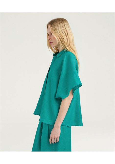 Camicia Brooklyn Boxy in Lino Smeraldo MOMONI | CAMICIE | 261MMOSH0060750