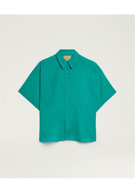 Camicia Brooklyn Boxy in Lino Smeraldo MOMONI | CAMICIE | 261MMOSH0060750