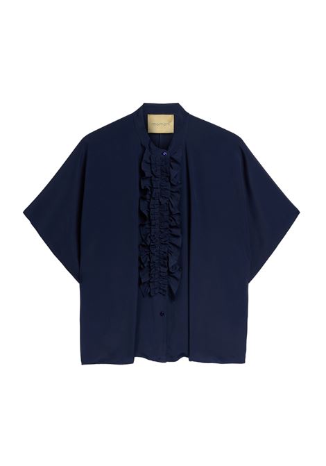 Camicia Berenice in crèpe acetato seta unito blu MOMONI | CAMICIE | 261MMOSH0070890