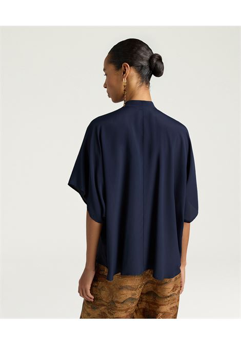 Camicia Berenice in crèpe acetato seta unito blu MOMONI | CAMICIE | 261MMOSH0070890