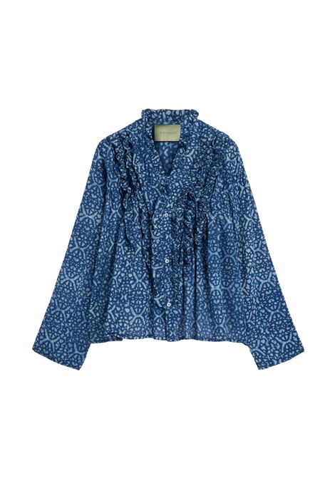Camicia Zafiro in Voile Stampa Indaco Blu Corda MOMONI | CAMICIE | 261MMOSH0088718