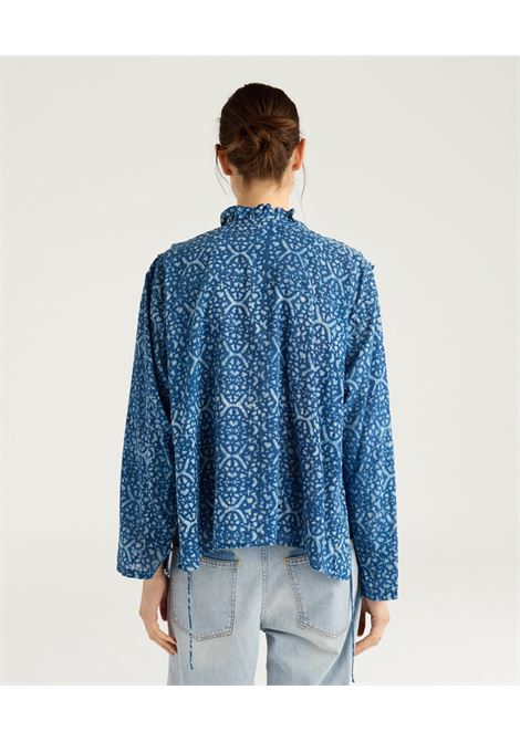 Camicia Zafiro in Voile Stampa Indaco Blu Corda MOMONI | CAMICIE | 261MMOSH0088718